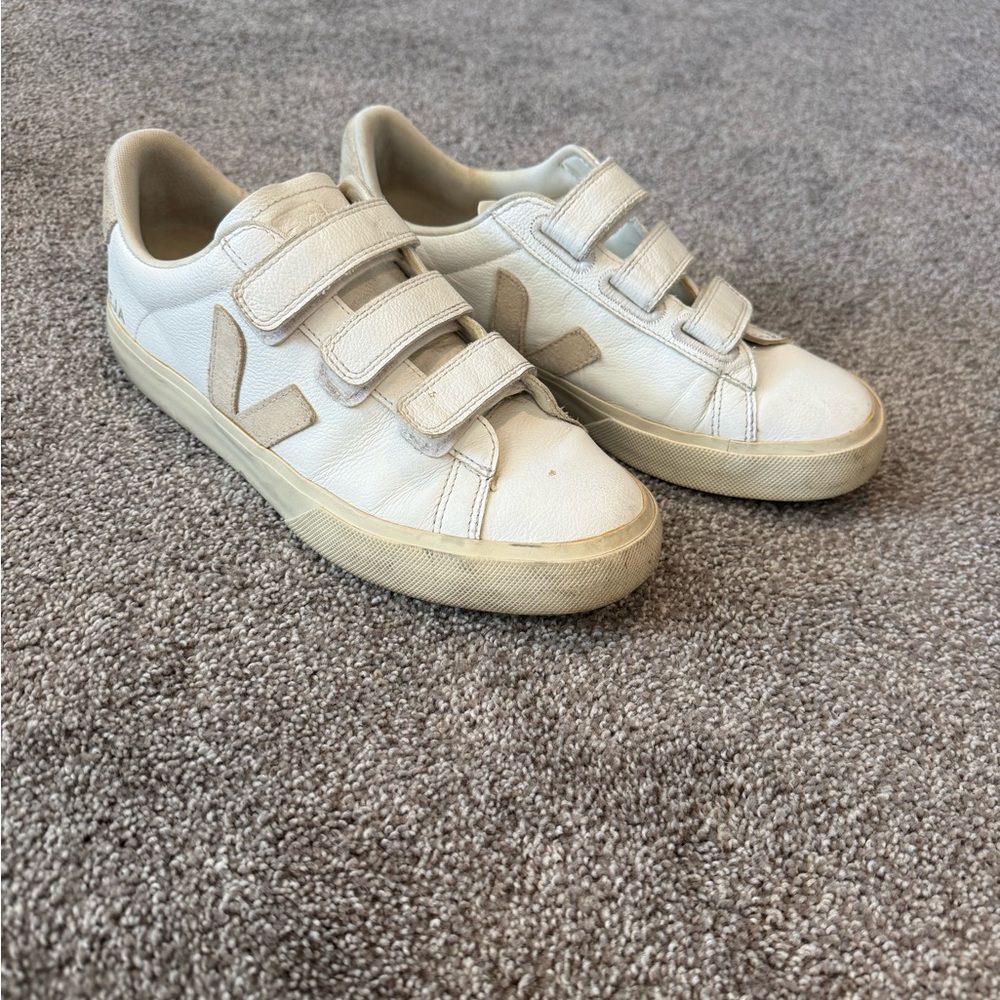 Veja White Velcro Sneakers | Minimalist Leather Trainers
